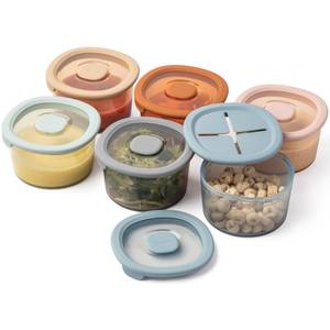 lot 1137 image: Moonkie Silicone Snack Containers for Kids & Toddlers  8 oz Baby Food Containers with Airtight Lids and A Snack Lid  Baby Food Jars  BPA Free  Freezer & Dishwasher Safe  6 Pack