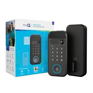 lot 1146 image: myQ Secure View 3-in-1 Smart Lock with 2K HDR Video Doorbell Camera, Face Access, Fingerprint Access, PIN &amp App Control Intelligent Entry with Built-in Camera, Color Night Vision &amp Two-Way Audio