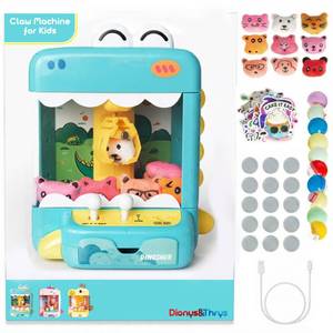 lot 1149 image: Claw Machine for Kids - Mini Arcade Game - Vending Machine - Candy Grabber Toys - Silent Mode, Lights, USB - Plush Toys & Easter Eggs, Surprise Stickers - Fun Gift for Kids, Boys & Girls (Dinosaur)