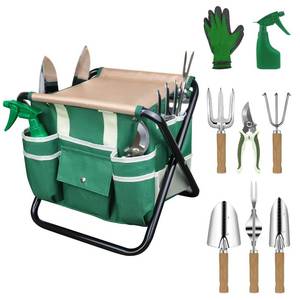 lot 1161 image: LeMotech Garden Tool Set,10 Pieces Heavy Duty Gardenting Tool Kit, Folding Stool with Detachable Tote Bag, Thicker Stainless Steel Tools (Trans-Planter,Trowel,Weeder etc.) for Women Men