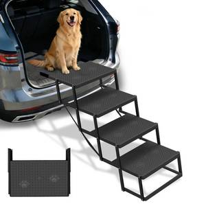 lot 1162 image: Dog Steps for Car, Truck, SUV, Dog Stairs for Car with Upgraded Non-Slip Surface, Foldable Dog Ramp for Car, Pet Stairs for Large Dogs, 4 Steps