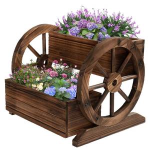 lot 1163 image: OIPRTGFJ Wooden Wagon Planter Box, Garden Planter with Wheels,Decorative Planter for Flowers Herbs Vegetables for Indoor & Outdoor D�cor, Flower Cart for Patio Garden Balcony