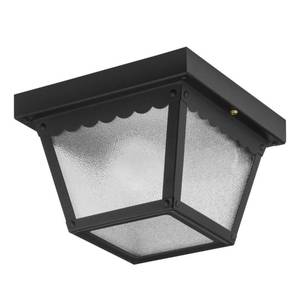 lot 1171 image: Progress Lighting 1-Light Indoor and Outdoor Flush Mount Ceiling Light, Interior and Exterior Ceiling-Mount Fixture for Porches, Patios, Garages, Hallways, Metal, 7-12 by 5, Black, P5727-31
