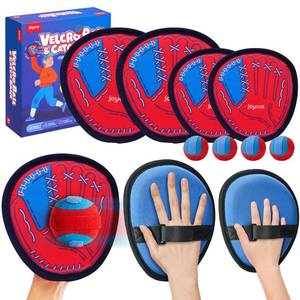 lot 1173 image: JoyCat Toss and Catch Ball Game, 2 Adult & 2 Kids Paddles Sticky Ball Set, Family Outdoor Catch Game for Beach, Backyard & Pool, Birthday Gifts for Boys Girls Ages 3