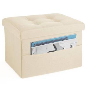 lot 1174 image: LINMAGCO Storage Ottoman Folding Foot Stool Foot Rest with Side Pocket Modern Ottoman with Storage Short Sofa Stool Linen Cloth 17x13x13(Navy)