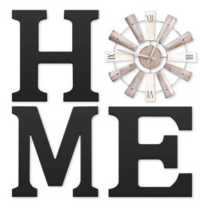 lot 1181 image: ZAZIWZ Farmhouse Home Signs with Windmill Clock Wall Decor Rustic Home Letters Wall Art for Living Room Kitchen Entryway Dining Room Bedroom (black)