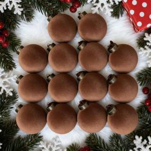 lot 1278 image: 15PCS Brown Velvet Christmas Balls - 3.15 Inch Christmas Tree Ball Ornaments with Ropes, Bulk Plastic Shatterproof Holiday Party Decoration Set for Family HolidayWedding PartyXmas Hanging Decor