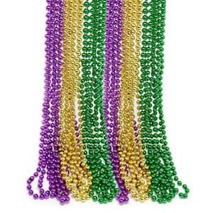 lot 2021 image: 4Efts Novelty 24 Pack Purple Green Gold Beads Necklaces, Mardi Gras Beads Bulk Party Supplies Festival Parade Throws Dress Up accessories for Adults