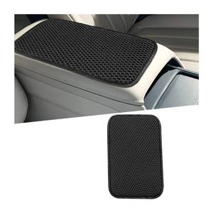 lot 2451 image: Sandfren Car Center Console Cover, 3D Honeycomb Ice Silk Arm Rest Seat Box Protection Pad with 2 Storage Pocket, Breathable Automotive Middle Console Cushion Mat, Universal for Vehicles (Black)