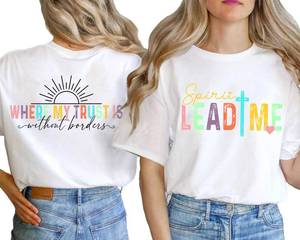 lot 2461 image: NEWKA Christian Shirts for Women Jesus T-Shirt Spirit Lead Me Where My Trust is Without Borders Tee Shirt White, XXL