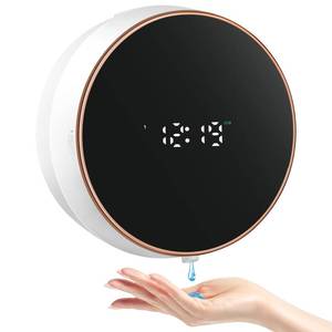lot 4128 image: Automatic Soap Dispenser Liquid Bathroom Wall Mount Rechargeable Touchless Adjustable Auto Smart Electric Plastic White Soap Dispenser with Clock - Kitchen - Hand Dish Lotion Couple Kids