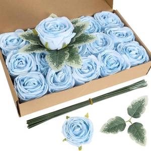 lot 5874 image: INSUNSIX Artificial Roses,16PCS Light Blue Flowers 2.76in Austin Silk Roses Artificial Flowers Bulk for Wedding Bouquets Party Home Decor(Light Blue)