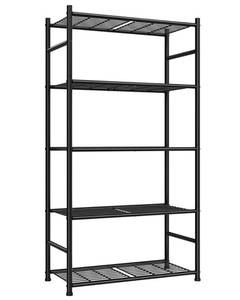 lot 5878 image: Sakugi Storage Shelves - 5-Tier Metal Storage Shelves with Wall Anchoring Kit and Leveling Feet, Sturdy Steel Shelf Organizer for Kitchen, Laundry Room, Bathroom, 23.6in x 13.7in x 59in, Black