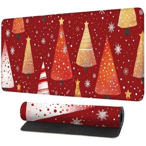 lot 6410 image: Mouse Pad Gaming Mousepad 31.5 x 11.8in Large Mouse Pad for Keyboard and Mouse with Anti-Slip Rubber Base, Keyboard Pad XL Mouse Mat for Home and Office,Christmas Trees