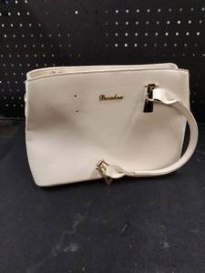 lot 6441 image: Dreambea Cream Faux Leather Purse One of the handle latches detached