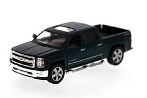 lot 6471 image: KiNSMART 2014 Chevrolet Silverado LTZ Crew Cab 4x4 146 Scale 5in Die Cast Metal Model Pick-up Truck Toy (Green)