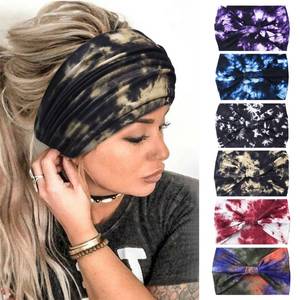 lot 6475 image: Yeshan Wide Headbands for Women Non Slip Boho Headband Elastic Tie dye Yoga Workout Sweat Bands Running Sport Hair bands,Pack of 6