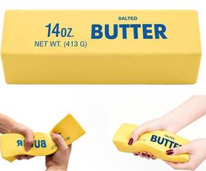 lot 6485 image: Giant Butter Squishy, Jumbo Big Butters 14oz Squeeze Stress Balls, Large Butter Stick Stress Relief Slow Rising Fun for Anxiety Relief Party Favors (Yellow - Large)