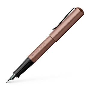lot 6490 image: Faber-Castell HEXO Fountain Pen, Bronze � Broad Modern Fountain Pen with Black Stainless Steel Extra Fine Nib, Ergonomic Grip and Balanced Aluminum Barrel for Creative Writing