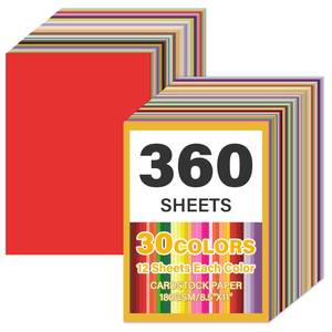 lot 7089 image: 360 Sheets 8.5in X 11inColored Cardstock, 30 Assorted Colors Construction Paper Card Stock Printer Paper, Cardstock Colored Paper for DIY Crafts, Party Decorations, Drawing(180GSM65LB)