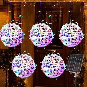 lot 7101 image: WISEgham Christmas Solar String Lights Outdoor, 5Pc 200LED 32.8ft Solar Powered Globe Fairy Lights Waterproof, 8 Modes Ball Lights Outside for Tree Garden Yard Porch Lawn Holiday Decor, Multicolor