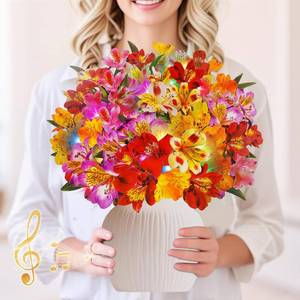 lot 8377 image: XTF2015 Birthday Cards with MUSIC and LIGHTS, 3D Pop Up Happy Birthday Cards, 12 Inch Life Sized Forever Flower Bouquet Greeting Card Gift for Women Mom Grandma 3 Pack