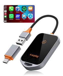 lot 8398 image: Wireless Carplay Adapter - Converts Factory Wired Carplay to Wireless, Plug and Play Car Play Wireless Adapter for Apple, Wireless Carplay Fit for Cars from 2015 and for iPhone iOS 10, 2 Pack