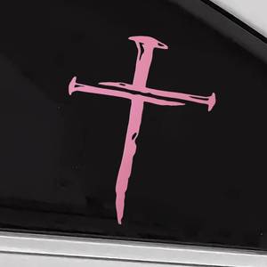 lot 8404 image: PAIYUE 2PCS Car Stickers,Car Accessories,Christian Cross Stickers for Cars,Automotive Sticker,Decals for Vehicles,Removable Waterproof Vinyl Christian Sign Decal,Ideal for Decorating Cars (Pink) 6 Pink, 2 Gold, 2 Black