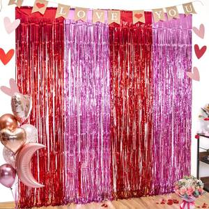 lot 8422 image: LOLStar 3 Pack Valentines Foil Fringe Curtains Valentinefts Day Party Decorations 3.3X6.6 ft Red Pink Tinsel Metallic Photo Booth Props Backdrop Streamers for Valentinefts Day Decor Birthday Wedding