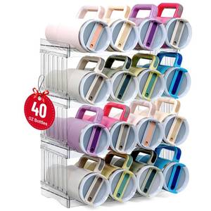 lot 11703 image: Stanley Large Tumbler Organizer - Stackable Water Bottle Storage for 8 Cups, Fits 203040 oz, Kitchen and Fridge Organizer