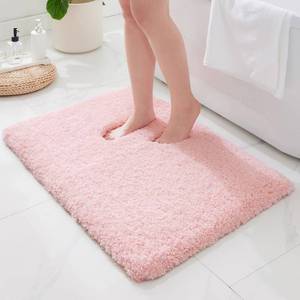lot 11704 image: ILANGO Dark Pink Bathroom Rugs 24in  17in Small Non Slip and Super Absorbent Extra Thick Soft, Washable Bath Mat for Floor, Microfiber Plush Shaggy Bath Rug with Rubber for Bathtub Shower Room Sink