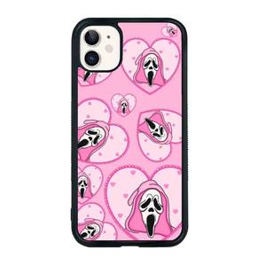 lot 12026 image: Seconddog Cute Skull Skeleton Black Border Case Compatible with iPhone 13 Pro, Horror Unique Pink Halloween Ghost Pattern Design Case for Teens Men and Women