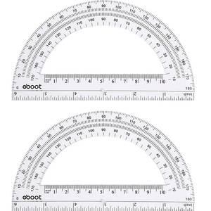 lot 12037 image: EBOOT Plastic Protractor Math Protractors 180 Degrees, 6 Inch, Pack of 2 (Clear)