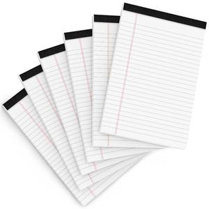 lot 12038 image: Legal Pads 5x8 Inch Writing Pads for Office Note Pads 5x8 for Work 80 GSM Paper College Ruled Legal Pad To Do List Notepad 30 Sheets 6 Pack Notebook Writing Pad Notepads for Grocery List Shopping List