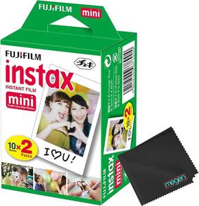 lot 12086 image: Fujifilm Mini Instant Film (White) for Mini 8,9,11,12,50s, 25, 7s, 90, 300 Cameras, Instax Mini Linkfts WMicrofiber Cloth by Megen (20 Prints)