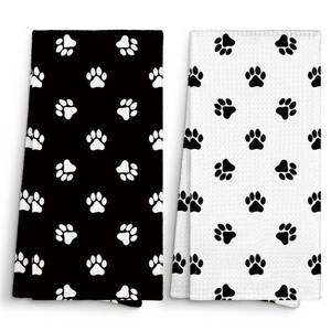 lot 12151 image: Sviojuce Dog Paw Kitchen Towels Decorative, Dog Lovers Gifts for Women Dish Towels Cloths Dishcloths Tea Towel, Cute Paw Bathroom Kitchen Hand Towel Decor (Black and White)