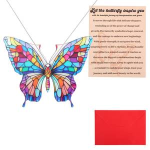 lot 12156 image: Monarch Butterfly Light Catcher Ornament, Acrylic Animal Light Catcher with Story Card and Envelope Rainbow Window Hanging Decor for Home Wall Garden Decoration