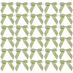 lot 12167 image: AIMUDI Sage Green Satin Ribbon Bows 2.5in Pretied Twist Tie Bows for Treat Bags Cake Pop Gift Wrapping Basket Cookie Candy Bagging Party Favors- 50 Counts