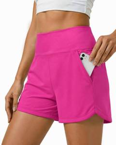 lot 12177 image: Sorfneo Womens Running Shorts 3.5in, High Waisted Quick Dry Athletic Shorts with Pockets for Gym Yoga Workouts Pink Size Small