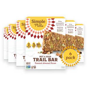 lot 13266 image: Simple Mills Nut and Seed Trail Bars, 30 Count, Toasted Almond Pecan Snack Bars with Pumpkin Seeds, Almonds, Pecans, and Buckwheat, Good Source of Fiber and Excellent Source of Magnesium, 1.59 oz