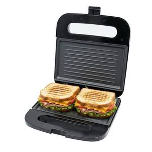 lot 13277 image: OVENTE Electric Panini Press Grill with Nonstick Plates, LED Indicator Lights, Thermostat Control, Cool Touch Handle, Compact Sandwich Maker Perfect for Cooking Breakfast, Snacks and More, Black GP0401B