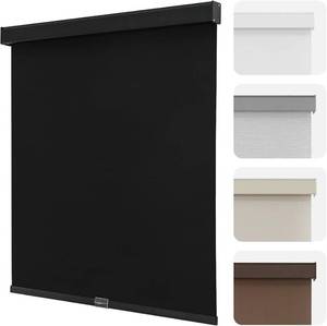 lot 13292 image: Joydeco 100percent Blackout Roller Shades Cordless Blinds for Windows, Free-Stop Shades, UV Protection, Natural Woven Blinds for Home and Office, Light-Proof Aluminum Cover (30in W x 75in H, Black