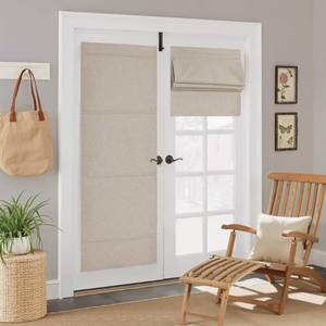 lot 14029 image: NICETOWN 100percent Blackout Linen French Door Curtain for Door Window, Cordless No Drill Roman Shades with Magnetic Lift for Indoor Windows, No Tools Privacy Window Blind, Natural, W 27 x L 72, 1 Panel