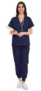 lot 14042 image: SUNME Scrubs for Women Set, V-Neck Scrub Top and Jogger Pants Medical Uniform with 9 Pockets, Yoga Waistband(NB2XL)