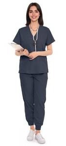 lot 14053 image: SUNME Scrubs for Women Set, V-Neck Scrub Top and Jogger Pants Medical Uniform with 9 Pockets, Yoga Waistband(DGXL)