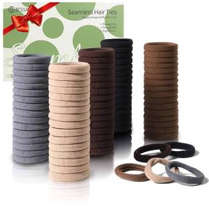lot 14057 image: Bessrung 100 Pcs Thick Seamless Brown Hair Ties, Ponytail Holders Hair Accessories for Women Girls No Damage for Thick Hair Daily Use(Natural Colors)
