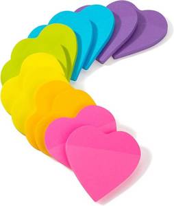 lot 14095 image: Heart Sticky Notes 3x3 in,12 Pads,6 Color Bright Color, Cute Sticky Notes,Sticky Notes Heart Shaped Note Pads, Strong Adhesive Post Note Pad