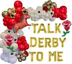 lot 14096 image: Kentucky Horse Derby Day Party Decoration Balloon Garland Set, Kentucky Horse Derby Day Party Supplies, Talk Derb To Me Foil Balloon Used for Derby Day Party Supplies