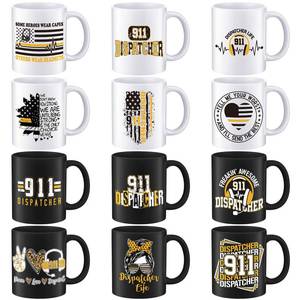 lot 17421 image: Didaey 12 Pcs 911 Dispatcher Gifts Bulk - Emergency Dispatch Team 11oz Coffee Mugs Appreciation Gifts for NPSTW Public Safety, First Responder Retirement and Coworker Appreciation Cups