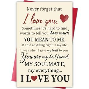 lot 18012 image: (Pack of 5) Cheeklee Heartfelt Anniversary Card Gift for Him Her, Romantic Anniversary Card Gift for Husband, Wife, Boyfriend, or Girlfriend, Soulmate Appreciation Gifts, NEVER FORGET THAT I LOVE YOU